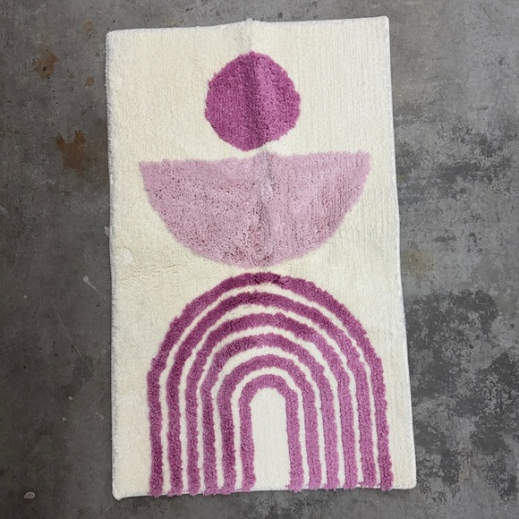 Pink Boho Bathroom Mat Pink Home Decor Cute bathmat light pink art modern NWT - Picture 3 of 6